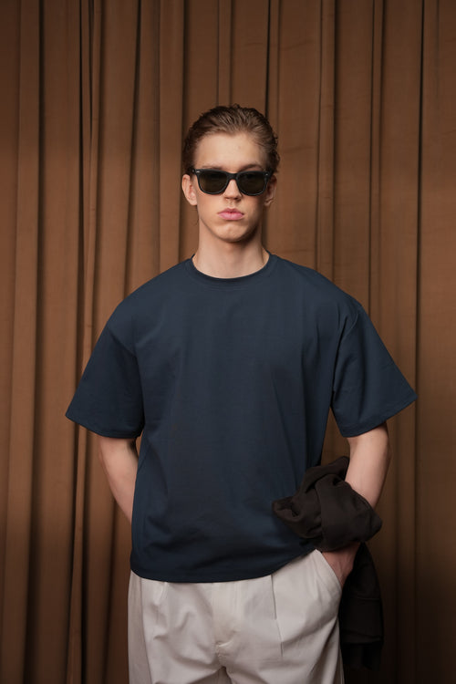 Boxy Fit Navy Blue Tee