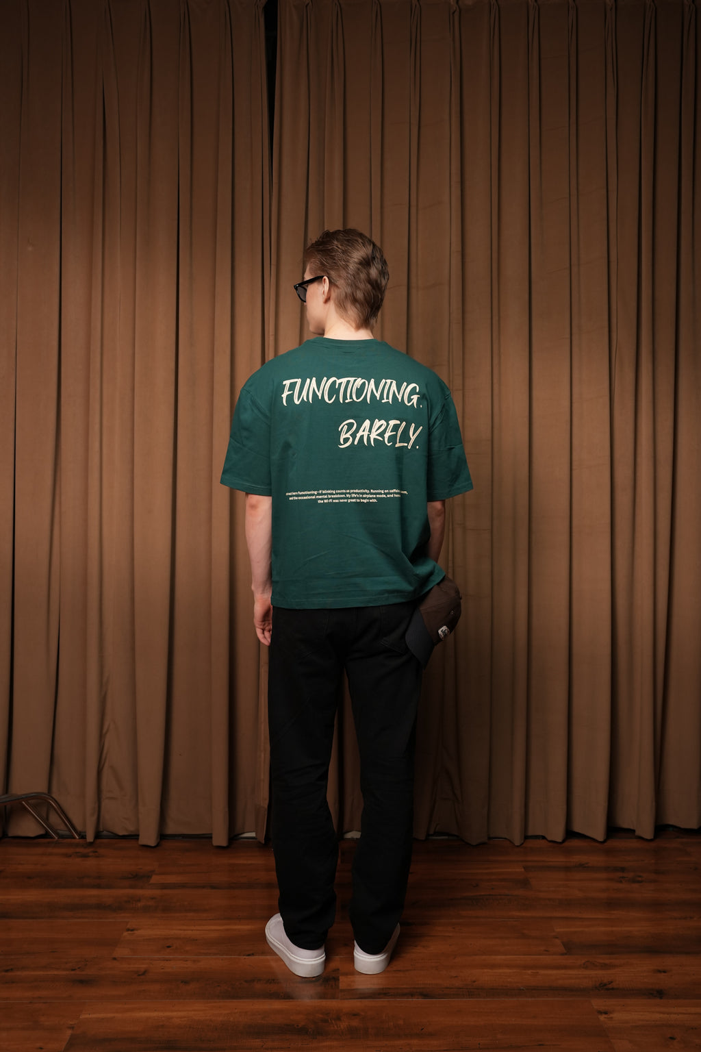 Functioning Barely Dark Green Tee