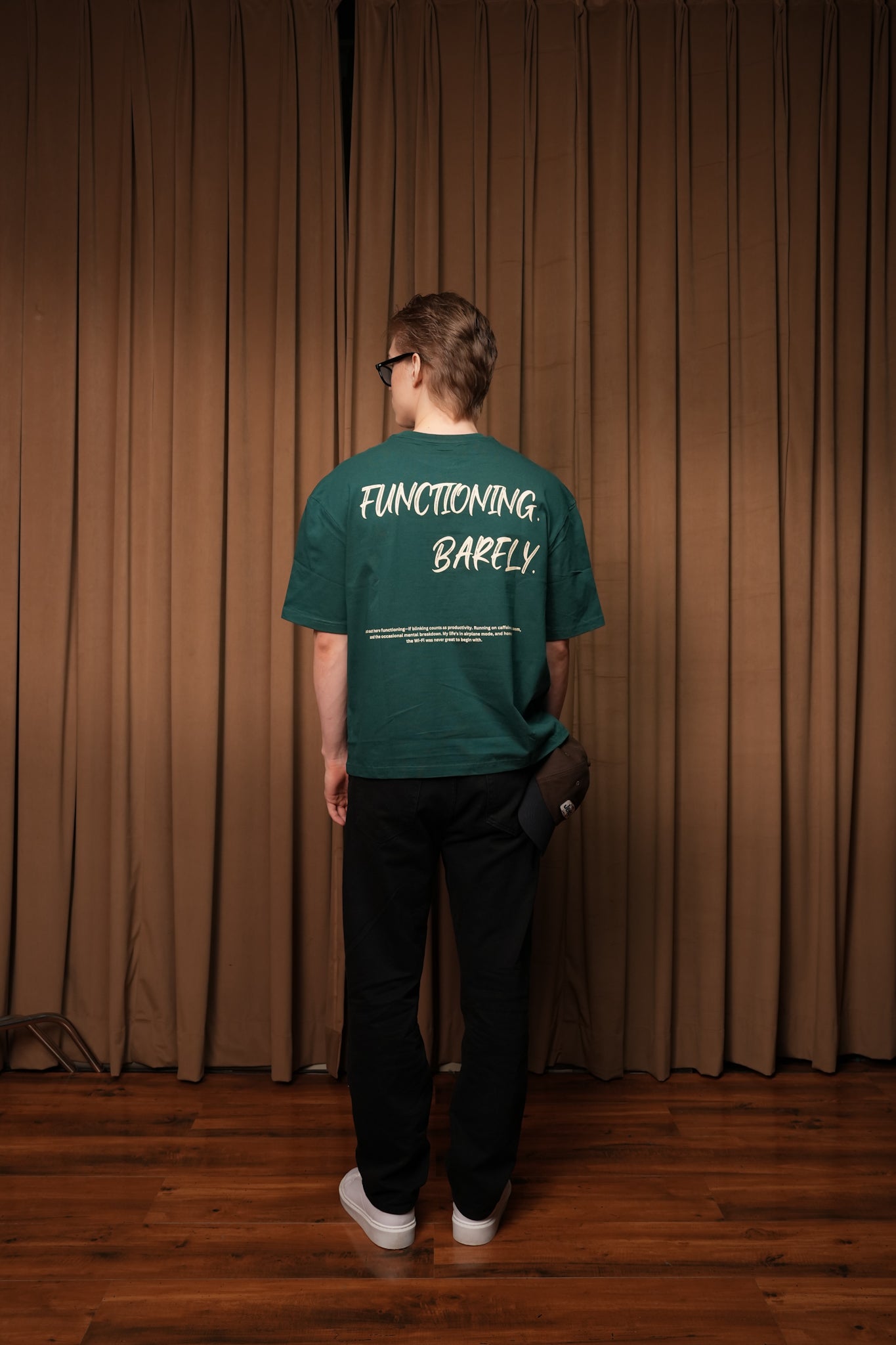 Functioning Barely Dark Green Tee