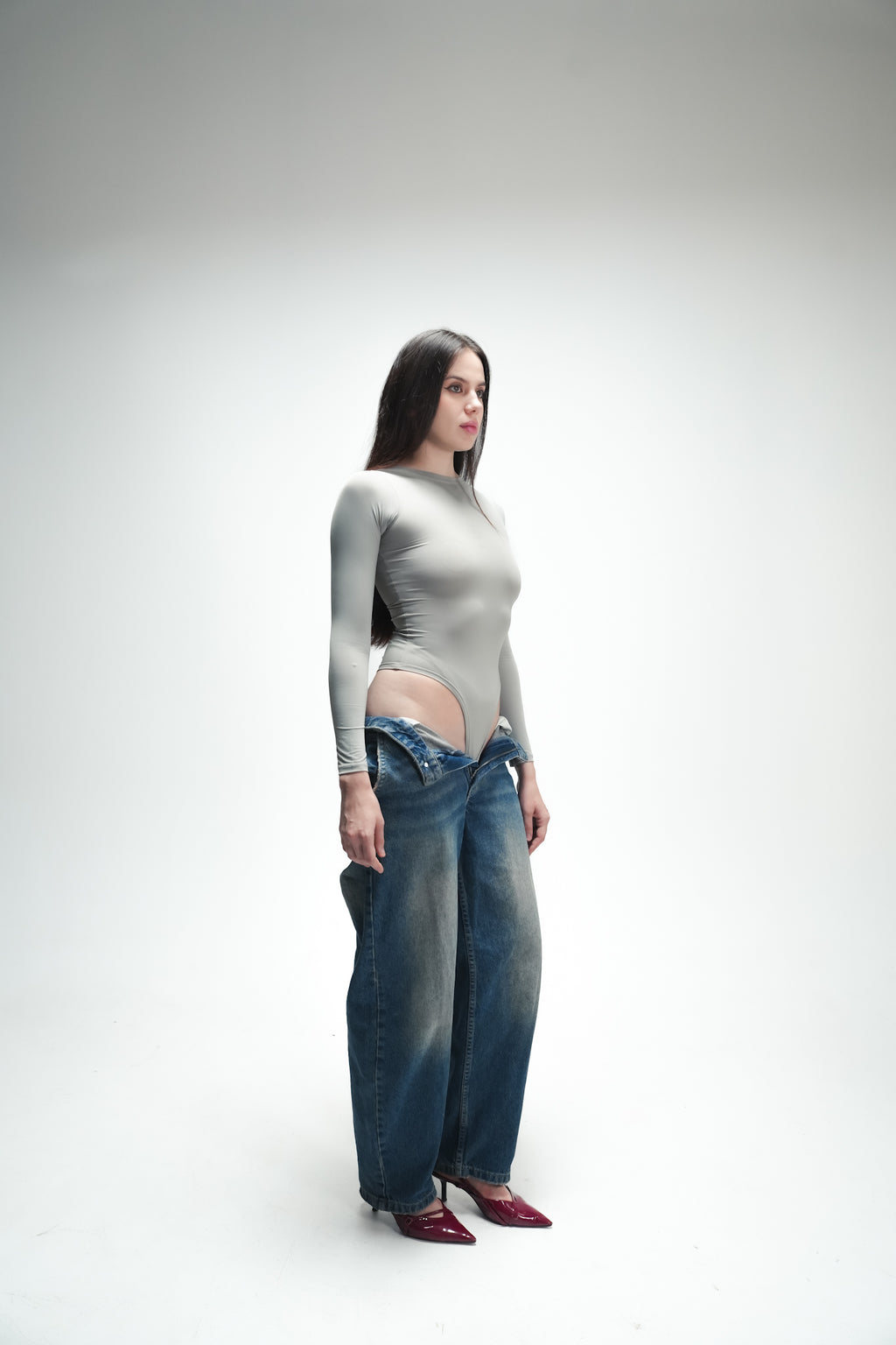 Grey second skin bodysuit